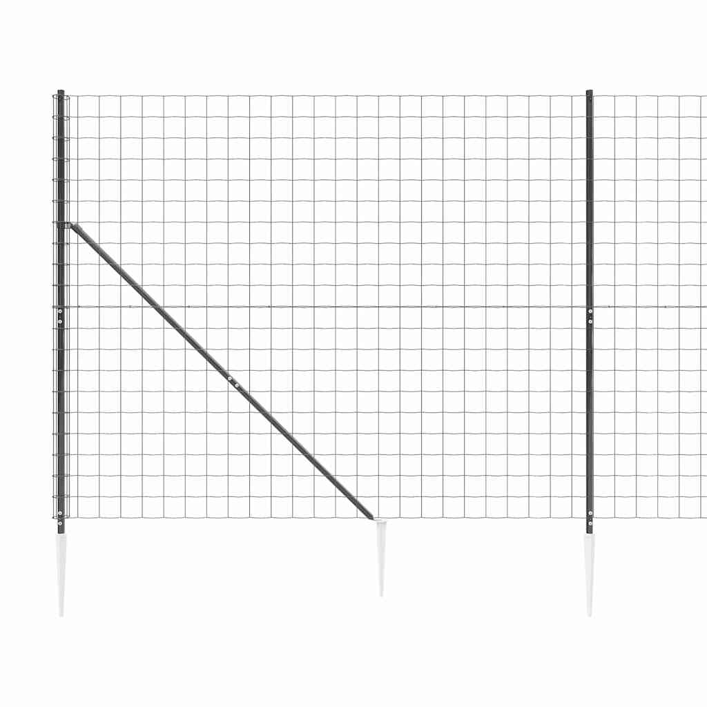 vidaXL Συρματόπλεγμα Περίφραξης Ανθρακί 1,8 x 25 μ. με Καρφωτές Βάσεις