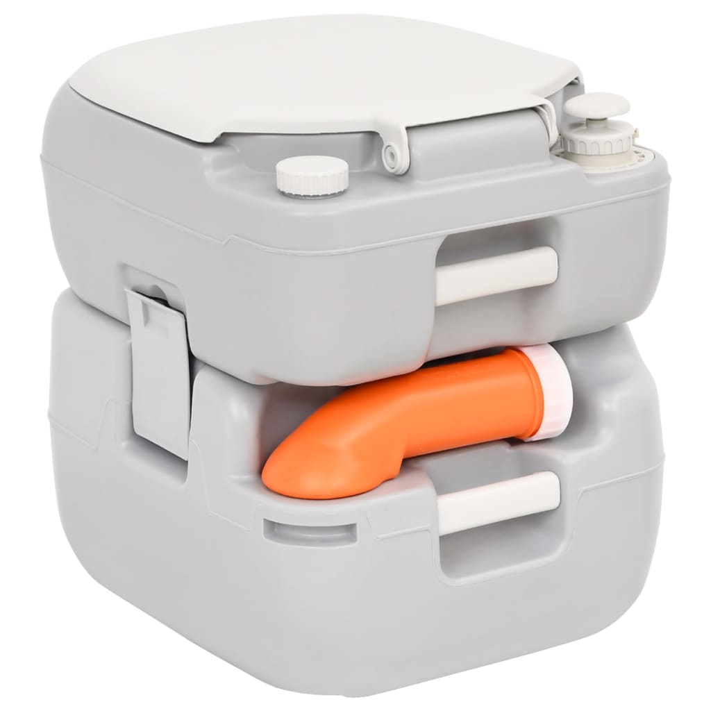 vidaXL Τουαλέτα Κάμπινγκ Φορητή Γκρι και Λευκό 22 + 12 Λίτρα από HDPE
