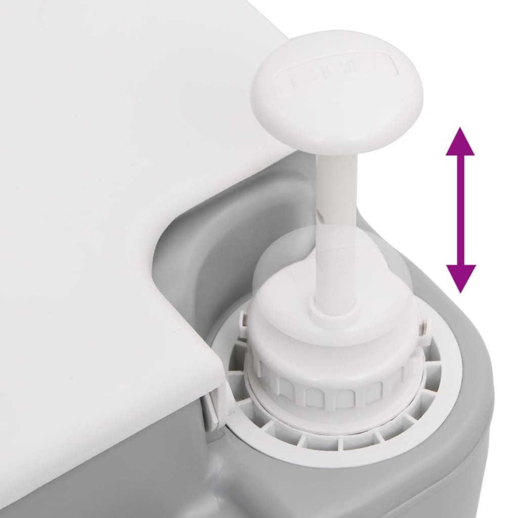 vidaXL Τουαλέτα Κάμπινγκ Φορητή Γκρι και Λευκό 10 + 10 Λίτρα από HDPE