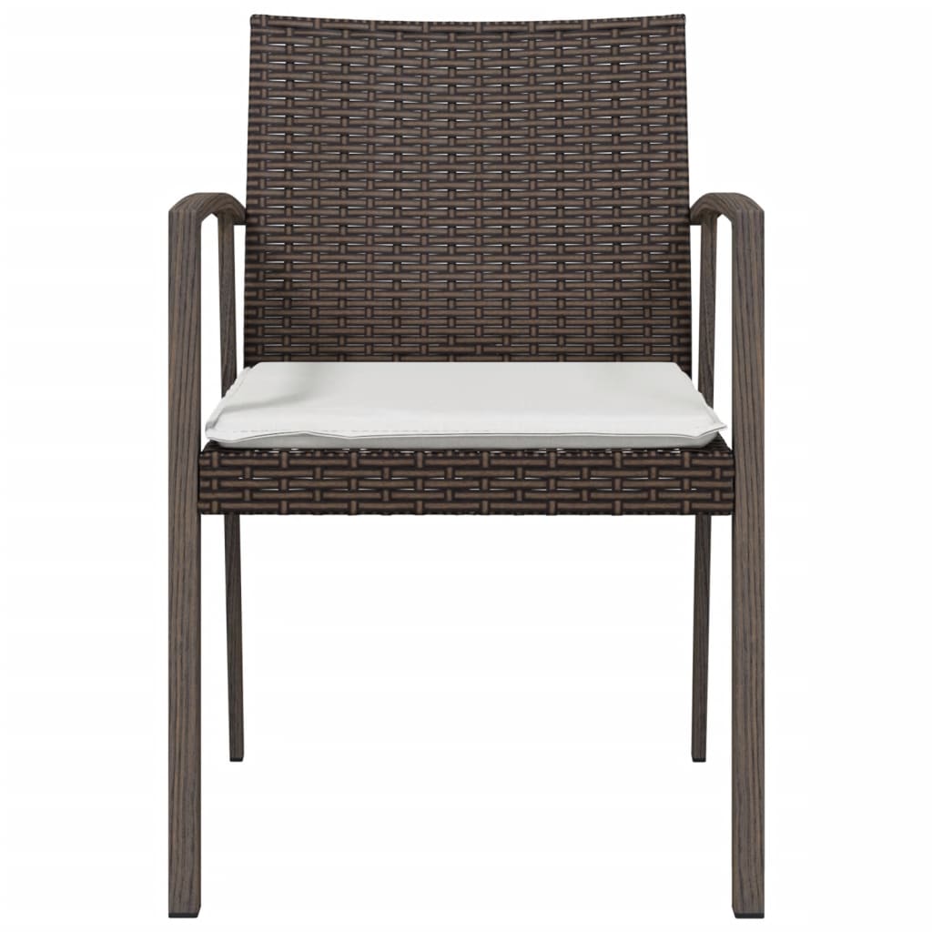 vidaXL Καρέκλες Κήπου 2 τεμ. Καφέ 56,5x57x83 εκ. Συνθ. Ρατάν&Μαξιλάρια