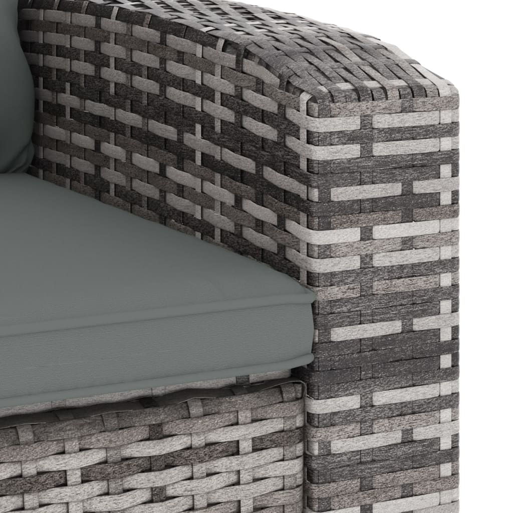 vidaXL Καρέκλα Κήπου Ανακλινόμενη Γκρι Συνθετικό Ρατάν με Μαξιλάρια