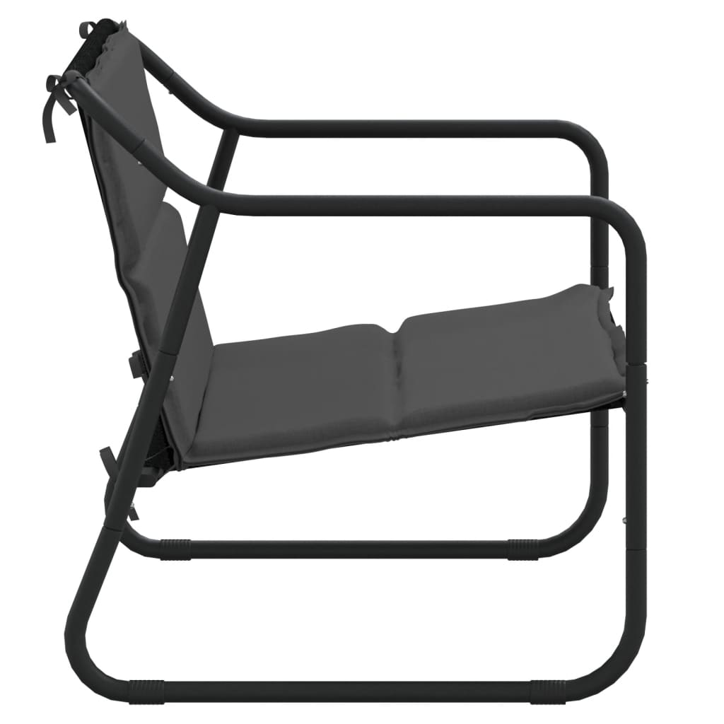 vidaXL Παγκάκι Κήπου Διθέσιο Ανθρακί από Ατσάλι με Μαξιλάρι