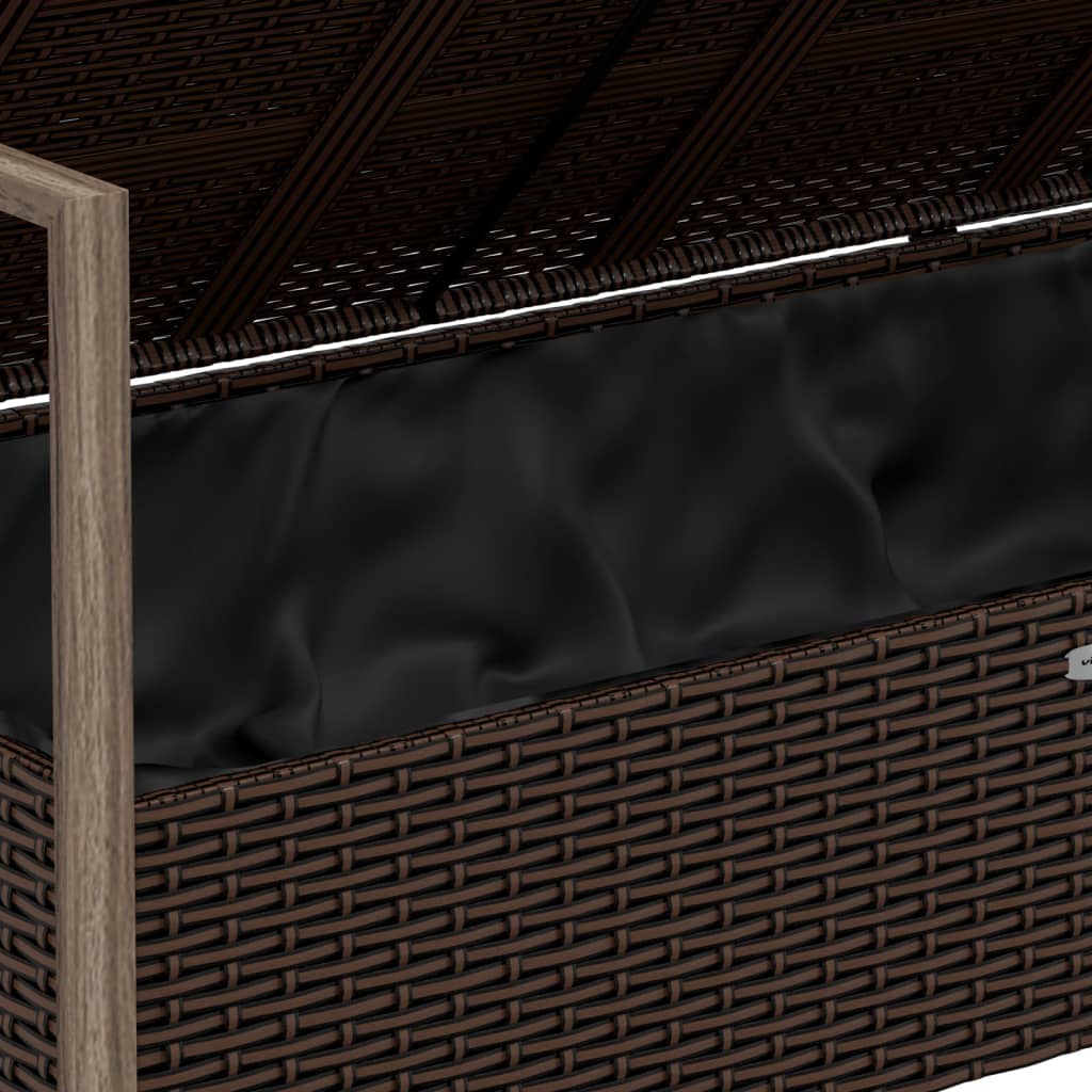 vidaXL Παγκάκι Κήπου Διθέσιο με Μαξιλάρια Καφέ από Συνθετικό Ρατάν