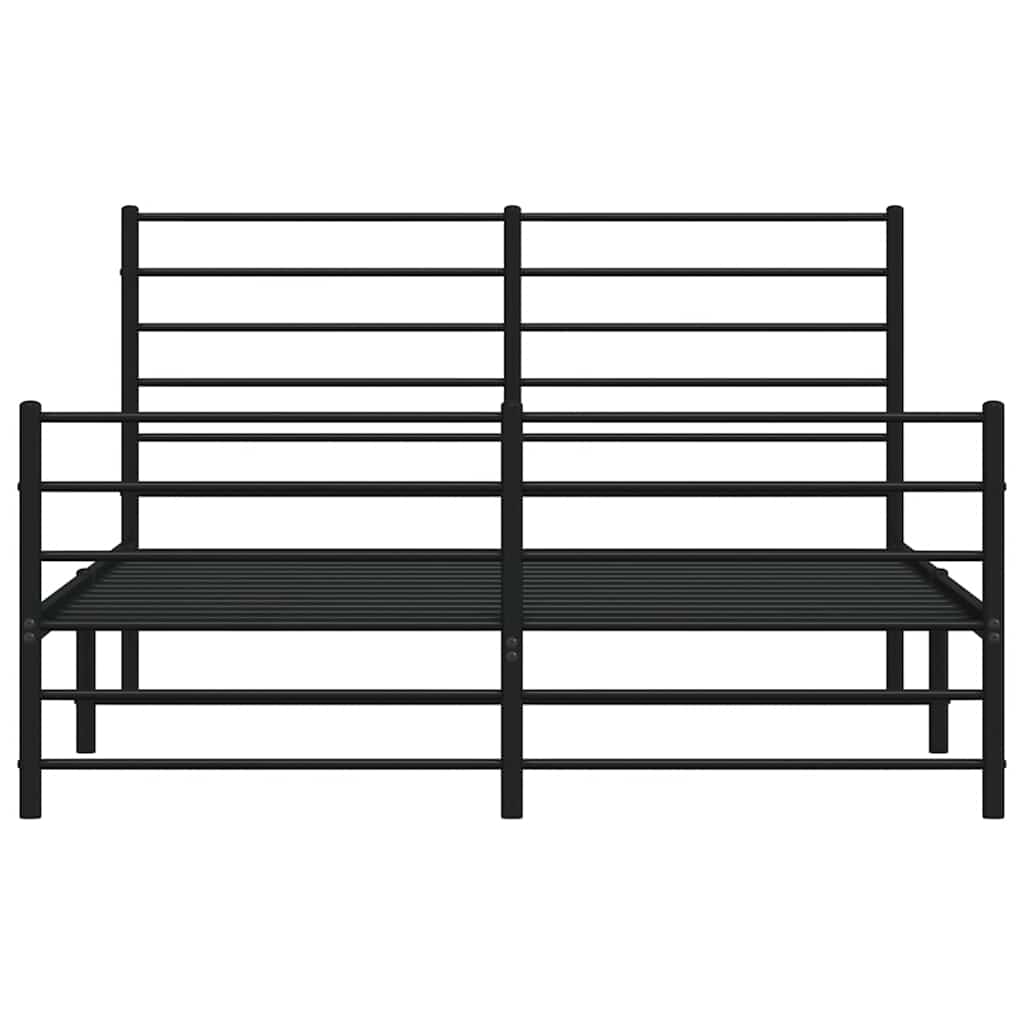 vidaXL Πλαίσιο Κρεβατιού με Κεφαλάρι&Ποδαρικό Μαύρο 140x200εκ. Μέταλλο