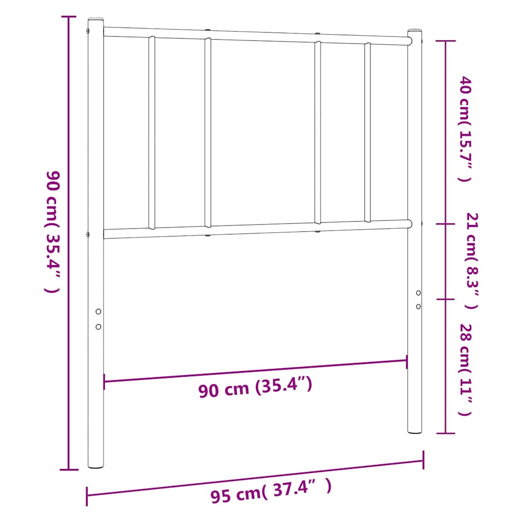 vidaXL Ανταλλακτικό κεφαλάρι Μαύρο 90 εκ. Μεταλλικό