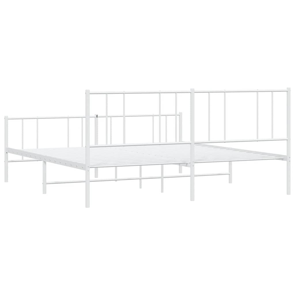 vidaXL Πλαίσιο Κρεβατιού με Κεφαλάρι&Ποδαρικό Λευκό 183x213εκ. Μέταλλο