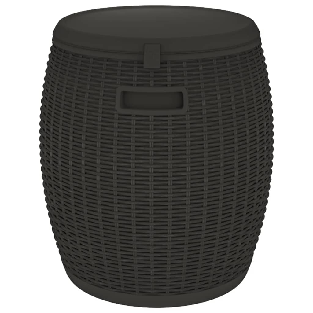 vidaXL Σκαμπό Αποθήκευσης Κήπου 4 σε 1 Μαύρο από Πολυπροπυλένιο