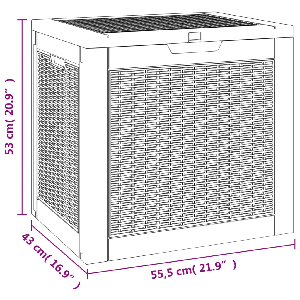 vidaXL Μπαούλο Αποθήκευσης Κήπου Αν. Καφέ 55,5x43x53 εκ Πολυπροπυλένιο