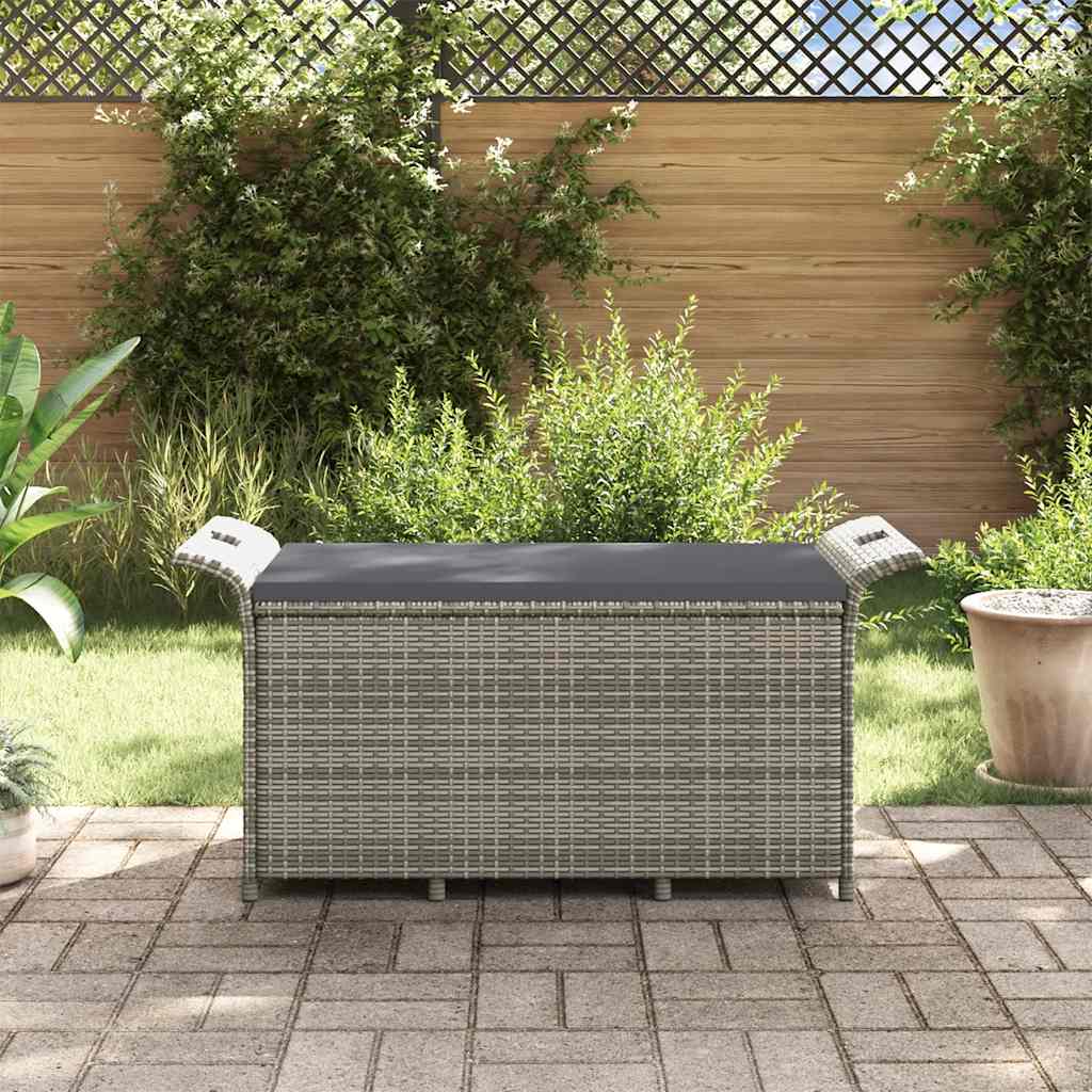 vidaXL Παγκάκι Κήπου με Μαξιλάρι Γκρι 116x46x57 εκ. από Συνθ. Ρατάν