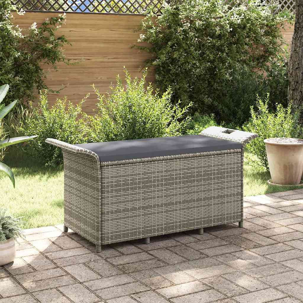 vidaXL Παγκάκι Κήπου με Μαξιλάρι Γκρι 116x46x57 εκ. από Συνθ. Ρατάν