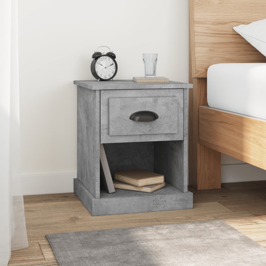 vidaXL Κομοδίνα 2 τεμ. Γκρι Σκυροδέματος 39x39x47,5 εκ. Επεξεργ. Ξύλο