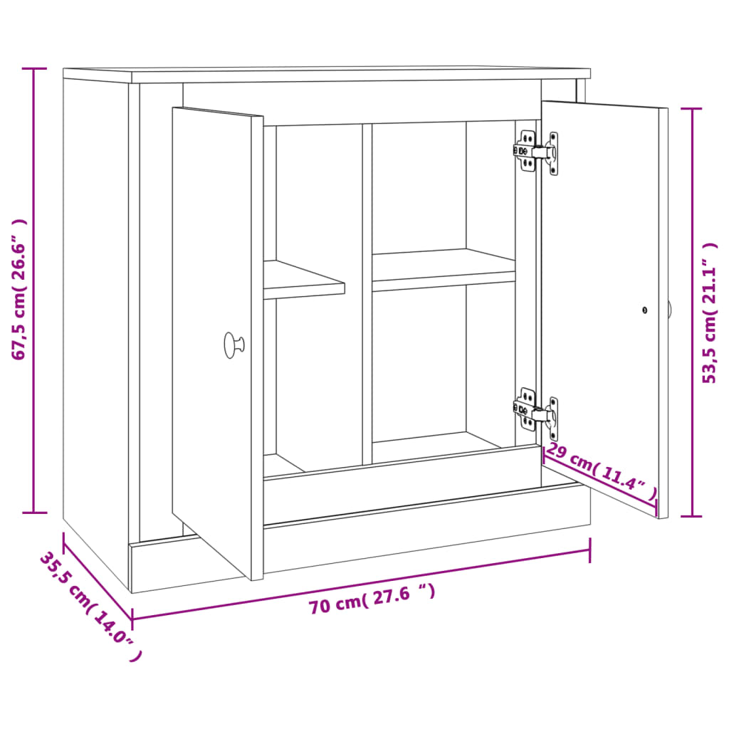 vidaXL Μπουφές Γκρι Σκυροδέματος 70x35,5x67,5 εκ. Επεξεργασμένο Ξύλο