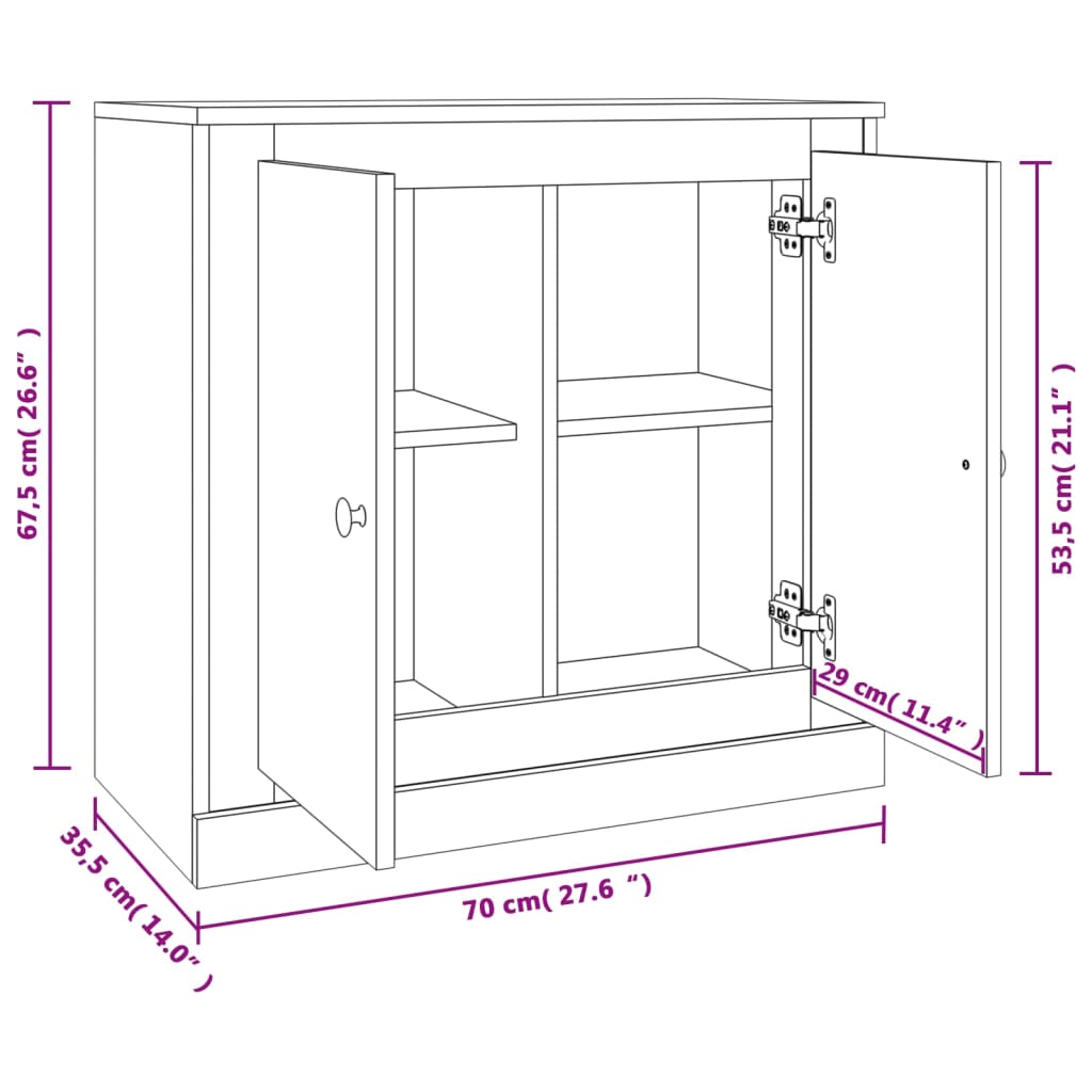 vidaXL Μπουφές Καπνιστή Δρυς 70x35,5x67,5 εκ. από Επεξεργασμένο Ξύλο
