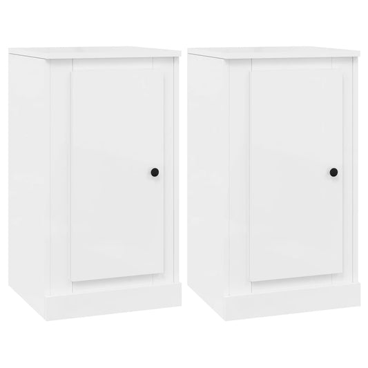 vidaXL Ντουλάπια 2 τεμ. Γυαλι. Λευκό 37,5x35,5x67,5 εκ. Επεξεργ. Ξύλο