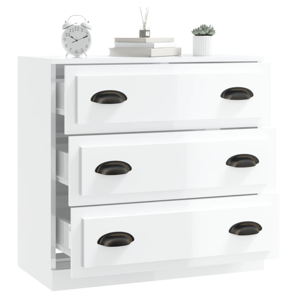 vidaXL Ντουλάπι Γυαλιστερό Λευκό 70x35,5x67,5 εκ. Επεξεργασμένο Ξύλο