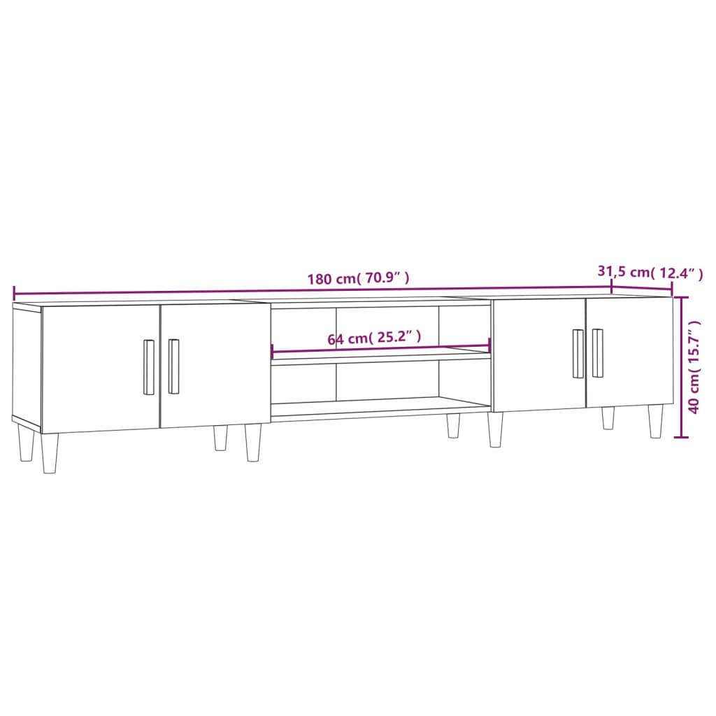 vidaXL Έπιπλο Τηλεόρασης Καπνιστή Δρυς 180 x 31,5 x 40 εκ. Επεξ. Ξύλο