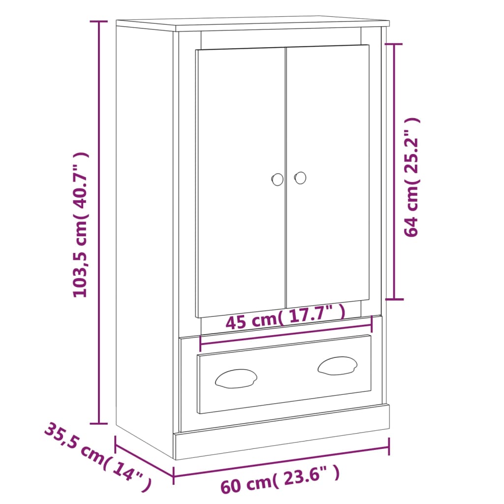 vidaXL Ντουλάπι Γκρι Σκυροδέματος 60x35,5x103,5 εκ. Επεξεργασμένο Ξύλο