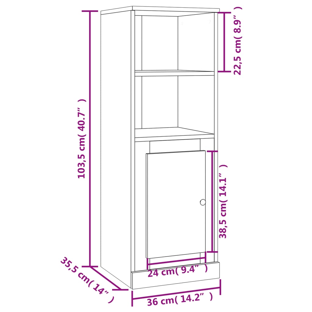 vidaXL Ντουλάπι Γυαλιστερό λευκό 36x35,5x103,5 από Επεξεργασμένο Ξύλο
