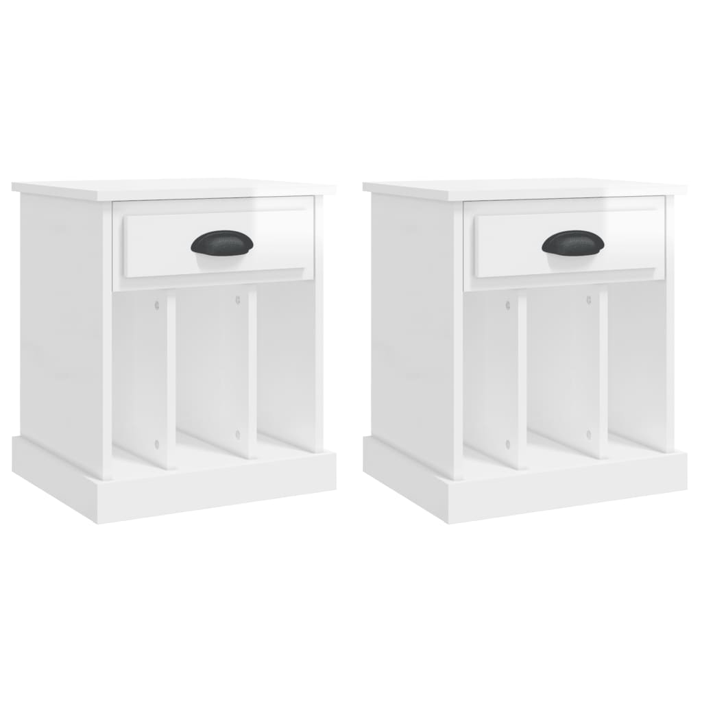 vidaXL Κομοδίνα 2 τεμ. Γυαλιστερό Λευκό 43x36x50 εκ.