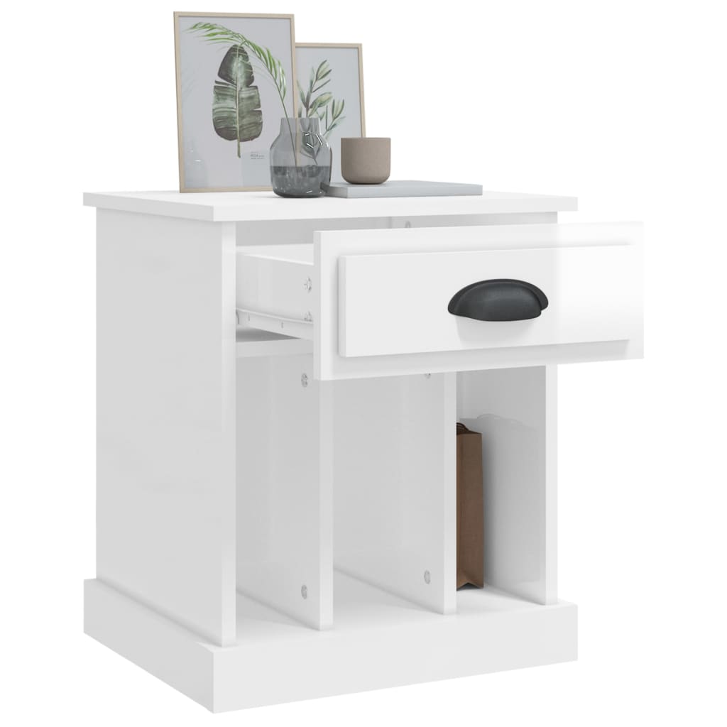 vidaXL Κομοδίνα 2 τεμ. Γυαλιστερό Λευκό 43x36x50 εκ.
