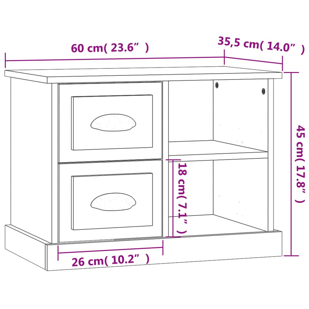 vidaXL Κομοδίνο Γκρι Σκυροδέματος 60 x 35,5 x 45 εκ.