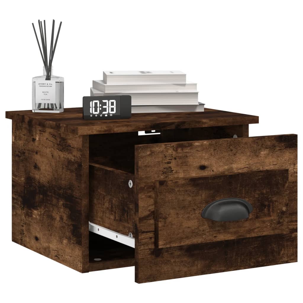 vidaXL Κομοδίνα Επιτοίχια 2 τεμ. Καπνιστή Δρυς 41,5x36x28 εκ.