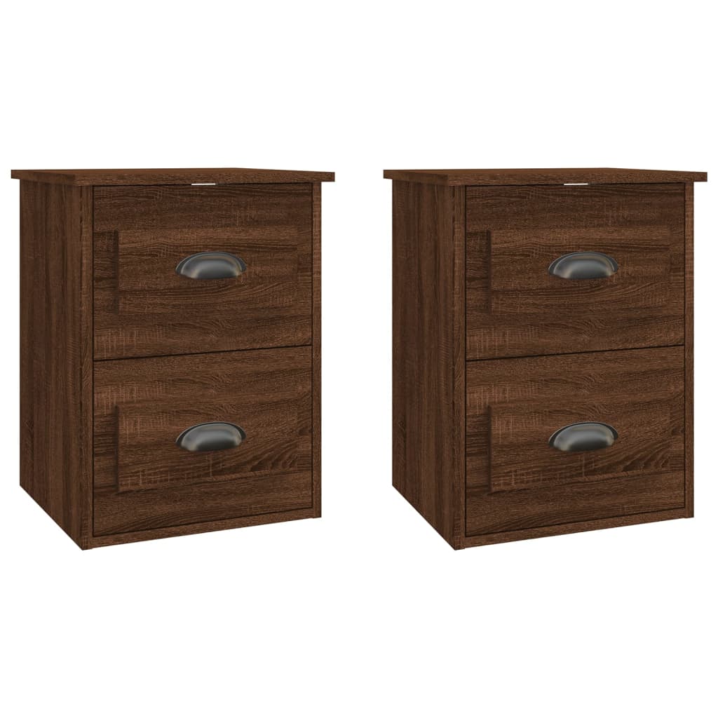vidaXL Κομοδίνα Επιτοίχια 2 τεμ. Καφέ Δρυς 41,5x36x53 εκ.