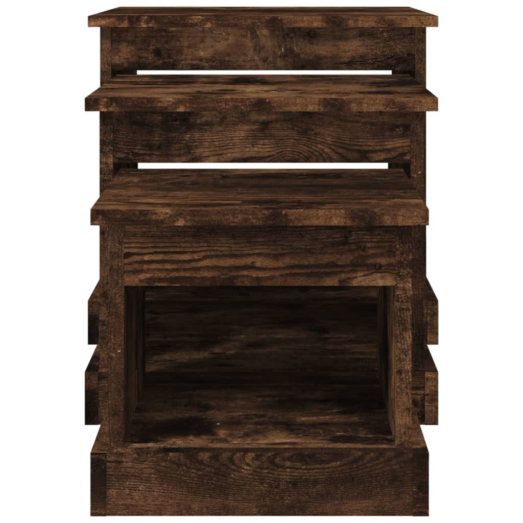 vidaXL Τραπεζάκια Σαλονιού 3 τεμ Καπνιστή Oak Επεξ. Ξύλο