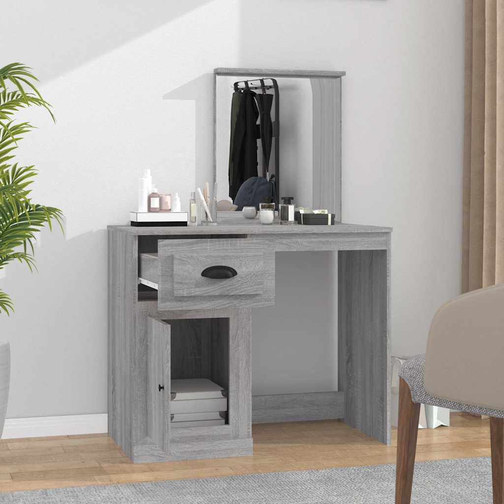 vidaXL Μπουντουάρ με Καθρέφτη Γκρι Sonoma 90x50x132,5 εκ. Επεξ. Ξύλο