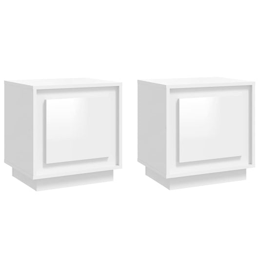 vidaXL Κομοδίνα 2 τεμ. Γυαλιστερό Λευκό 44x35x45 εκ Επεξεργασμένο Ξύλο