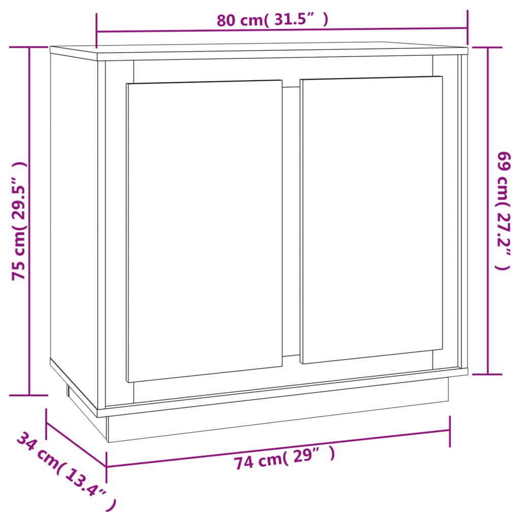 vidaXL Συρταριέρα Sonoma Δρυς 80x34x75 εκ. Επεξεργασμένο Ξύλο