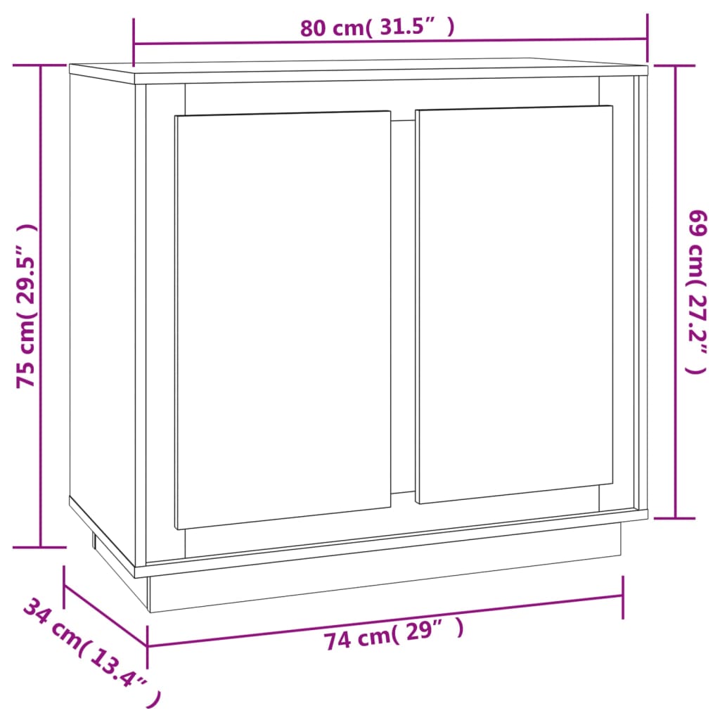 vidaXL Ντουλάπι Καπνιστή Δρυς 80x34x75 εκ. από Επεξεργασμένο Ξύλο
