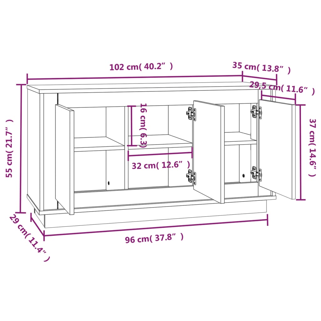 vidaXL Ντουλάπι Γκρι Sonoma 102x35x55 εκ. από Επεξεργασμένο Ξύλο