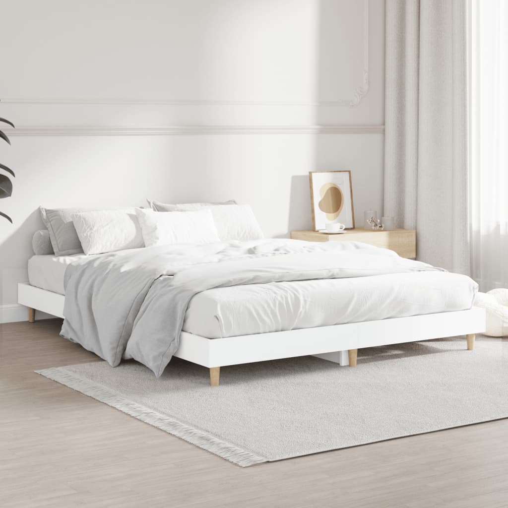vidaXL Πλαίσιο Κρεβατιού Λευκό 135x190 εκ. από Επεξεργασμένο Ξύλο