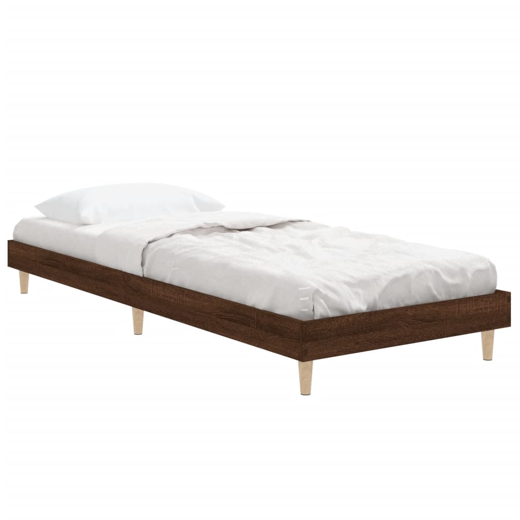 vidaXL Πλαίσιο Κρεβατιού Χωρ. Στρώμα Καφέ Δρυς 75x190εκ Επεξ. Ξύλο