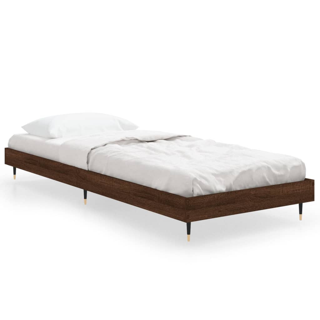 vidaXL Πλαίσιο Κρεβατιού Χωρ. Στρώμα Καφέ Δρυς 75x190εκ Επεξ. Ξύλο