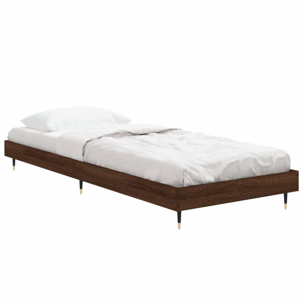 vidaXL Πλαίσιο Κρεβατιού Χωρ. Στρώμα Καφέ Δρυς 75x190εκ Επεξ. Ξύλο