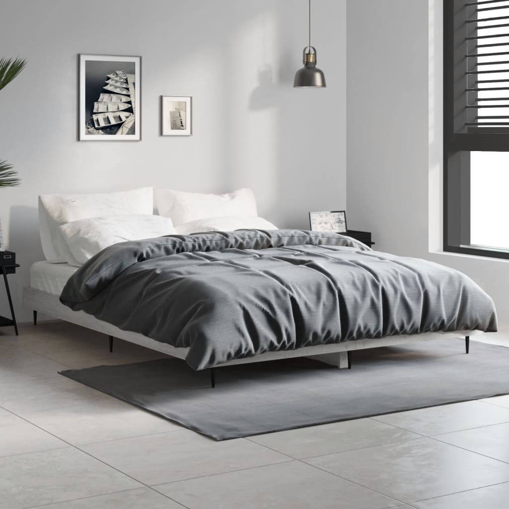 vidaXL Πλαίσιο Κρεβατιού Γκρι Sonoma 135x190 εκ. Επεξεργασμένο Ξύλο