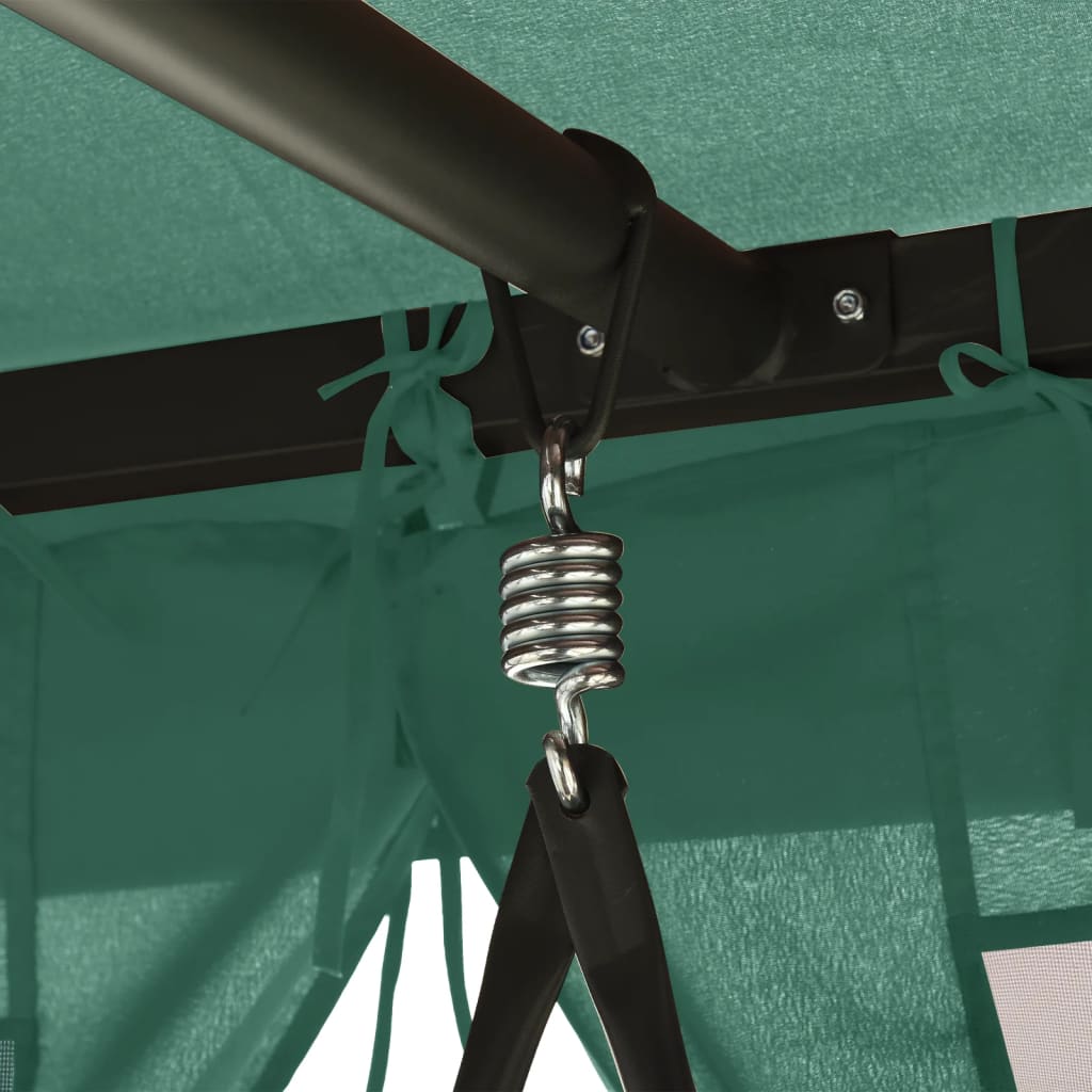 vidaXL Κιόσκι Κήπου Μετατρέψιμο Παγκάκι Κουνιστό Πράσινο Ύφασμα/Ατσάλι