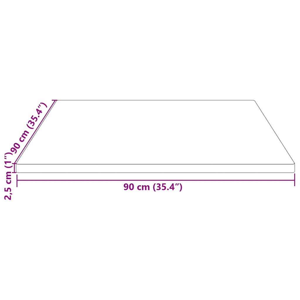 vidaXL Επιφάνεια Τραπεζιού Τετράγωνη 90x90x2,5 εκ. Μασίφ Ξύλο Πεύκου