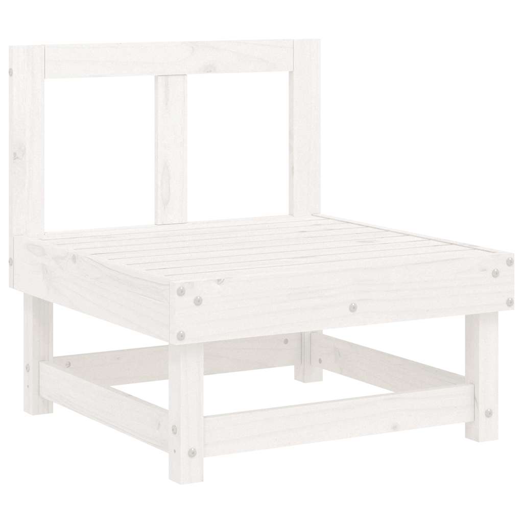 vidaXL Καναπές Μεσαίος με Μαξιλάρια Λευκός από Μασίφ Ξύλο Πεύκου