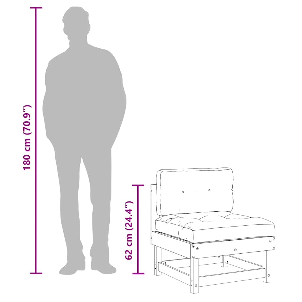 vidaXL Καναπές Μεσαίος με Μαξιλάρια Γκρι από Μασίφ Ξύλο Πεύκου