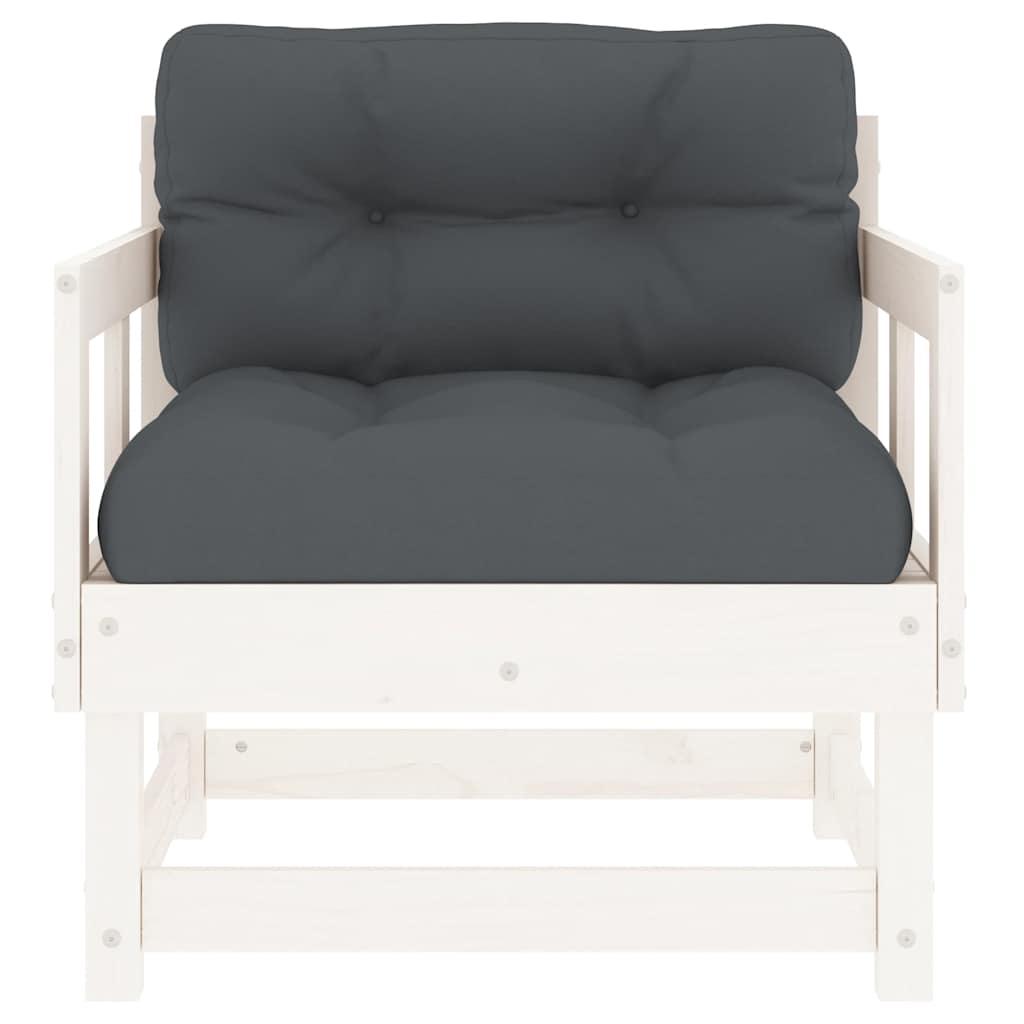 vidaXL Καρέκλες Κήπου με Μαξιλάρια 2 τεμ. Λευκές από Μασίφ Ξύλο Πεύκου