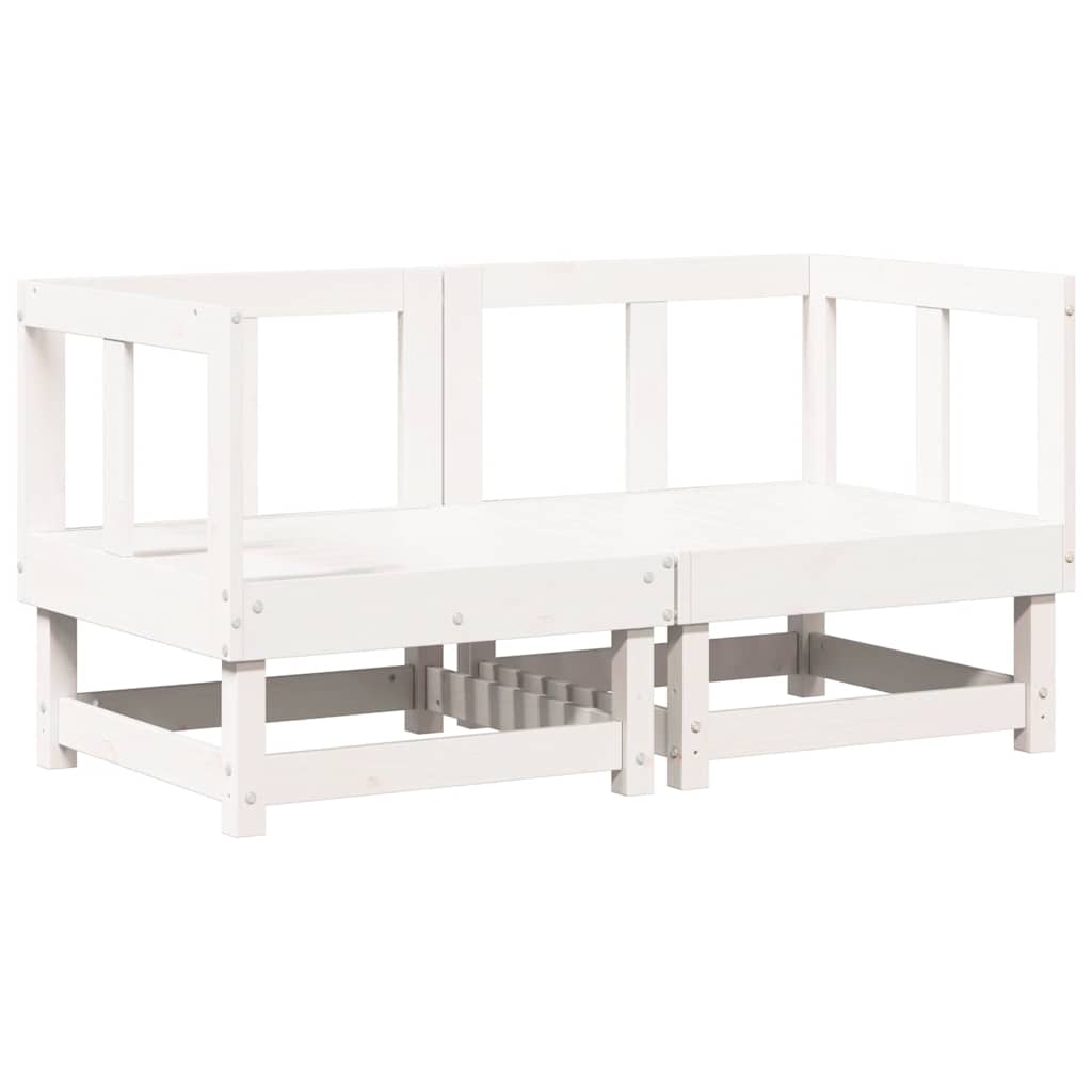 vidaXL Καναπέδες Γωνιακοί με Μαξιλάρια 2 τεμ. Λευκοί Μασίφ Ξύλο Πεύκου