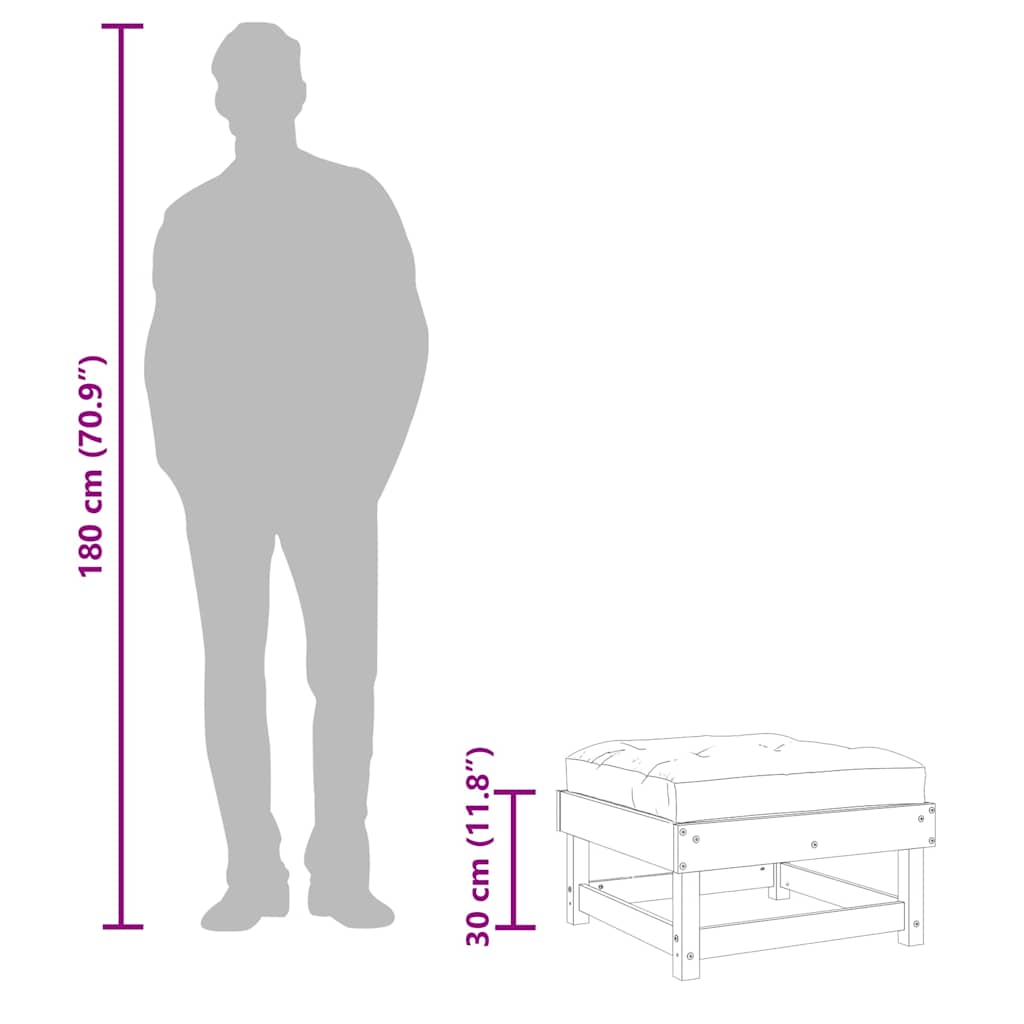 vidaXL Υποπόδια Κήπου με Μαξιλάρια 2 τεμ. Γκρι από Μασίφ Ξύλο Πεύκου