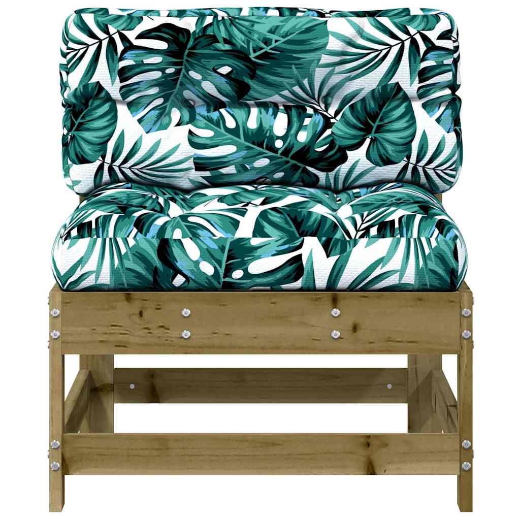 vidaXL Καναπές Μεσαίος με Μαξιλάρια από Εμποτισμένο Ξύλο Πεύκου