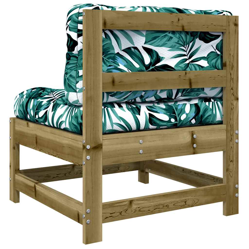 vidaXL Καναπές Μεσαίος με Μαξιλάρια από Εμποτισμένο Ξύλο Πεύκου