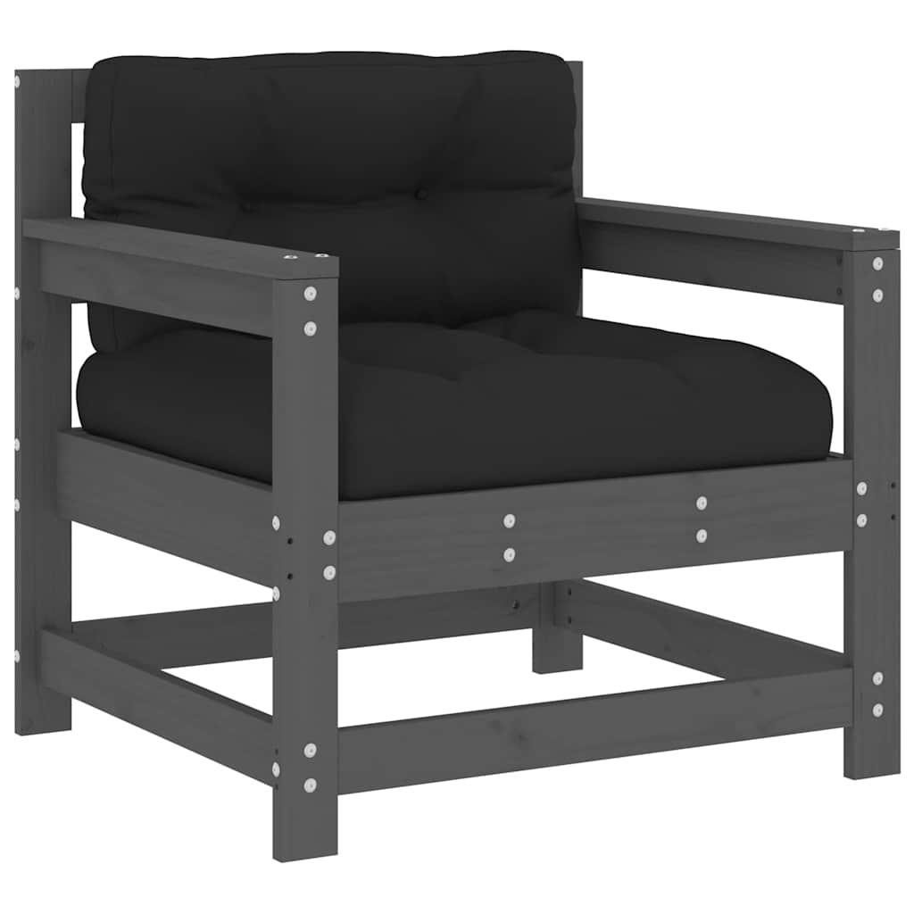 vidaXL Καρέκλες Κήπου με Μαξιλάρια 2 τεμ. Γκρι από Μασίφ Ξύλο Πεύκου