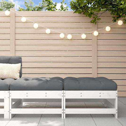 vidaXL Υποπόδια Κήπου με Μαξιλάρια 2 τεμ. Λευκά από Μασίφ Ξύλο Πεύκου