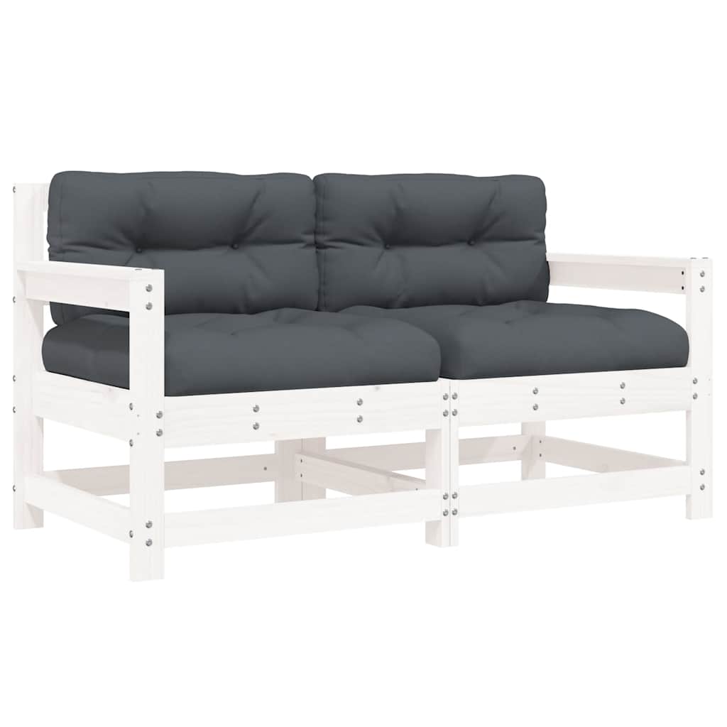 vidaXL Καρέκλες Κήπου με Μαξιλάρια 2 τεμ. Λευκές από Μασίφ Ξύλο Πεύκου